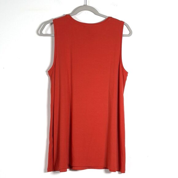 Eileen Fisher Jersey Long Tank Top Womens Sz M Orange  Stretch Crew Neck - Picture 3 of 8
